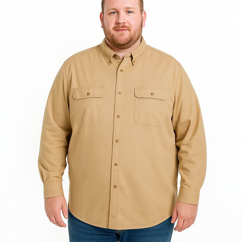 Ocean Coast Men’s Button-Down Shirt 4X NWT Tan Casual Long Sleeve